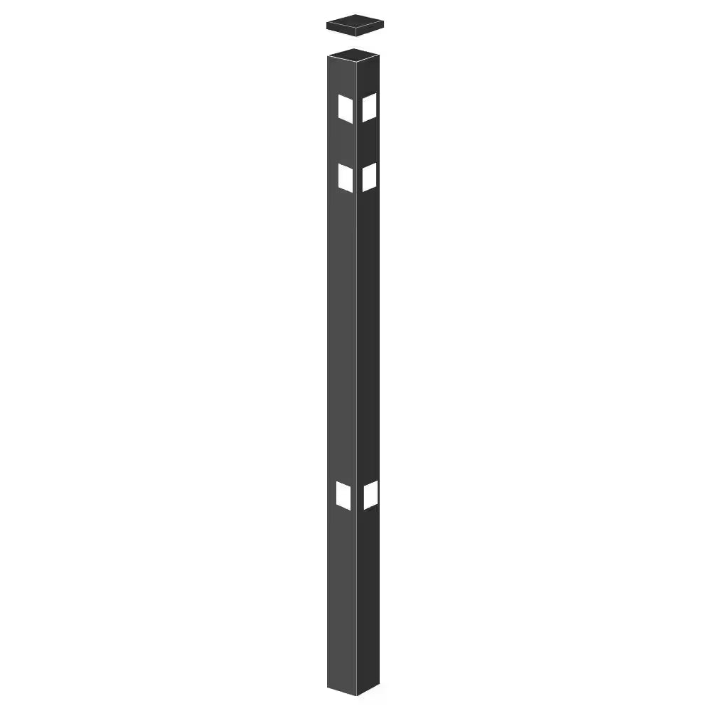 Natural Reflections 2 In. X 2 In. X 4-7/8 Ft. Black Standard-Duty Aluminum Fence Corner Post