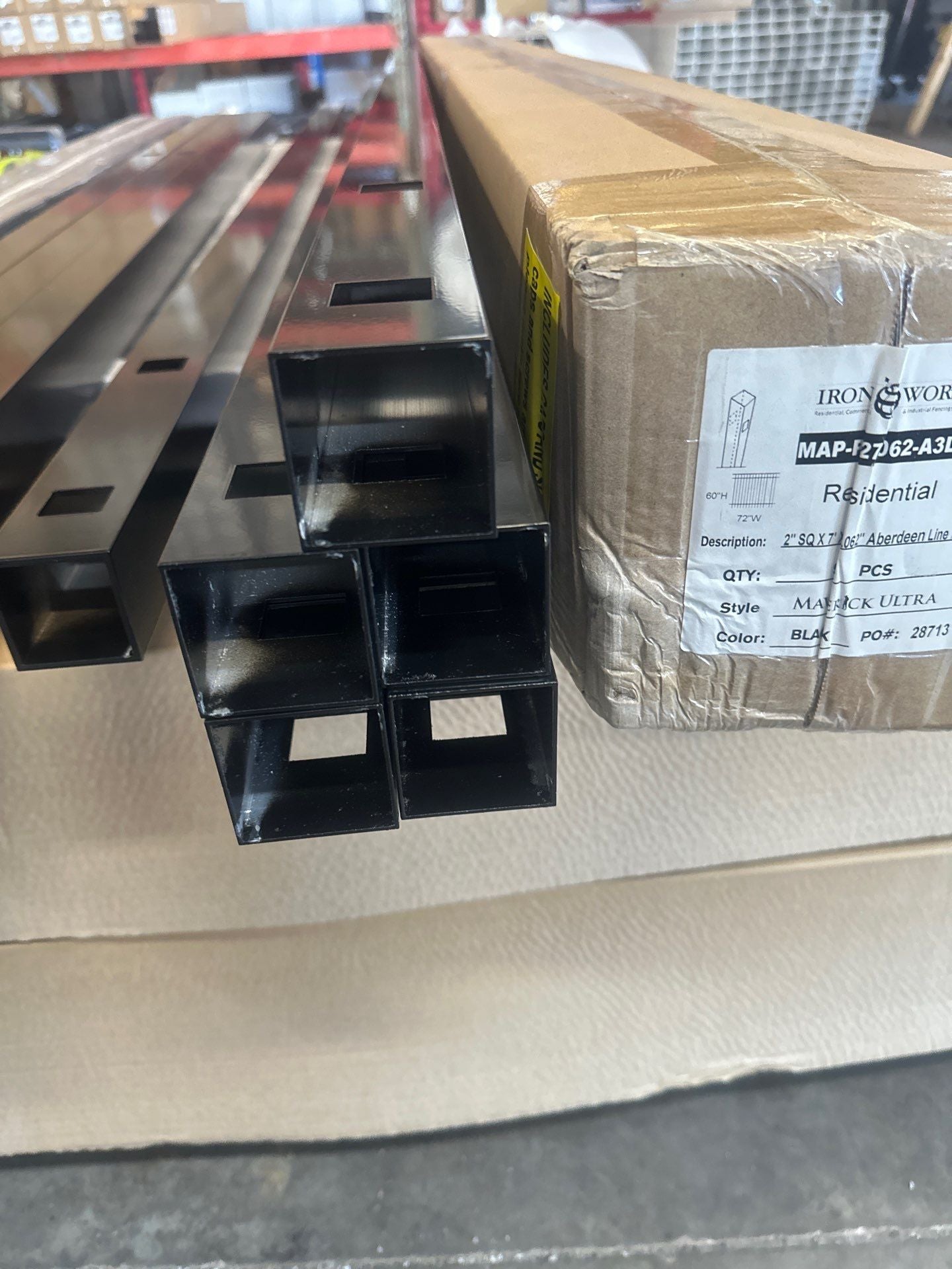 Alum 2"X2"X7' Line Post for 5FT Alum Panel Black