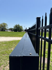 Black aluminum rail detail shot