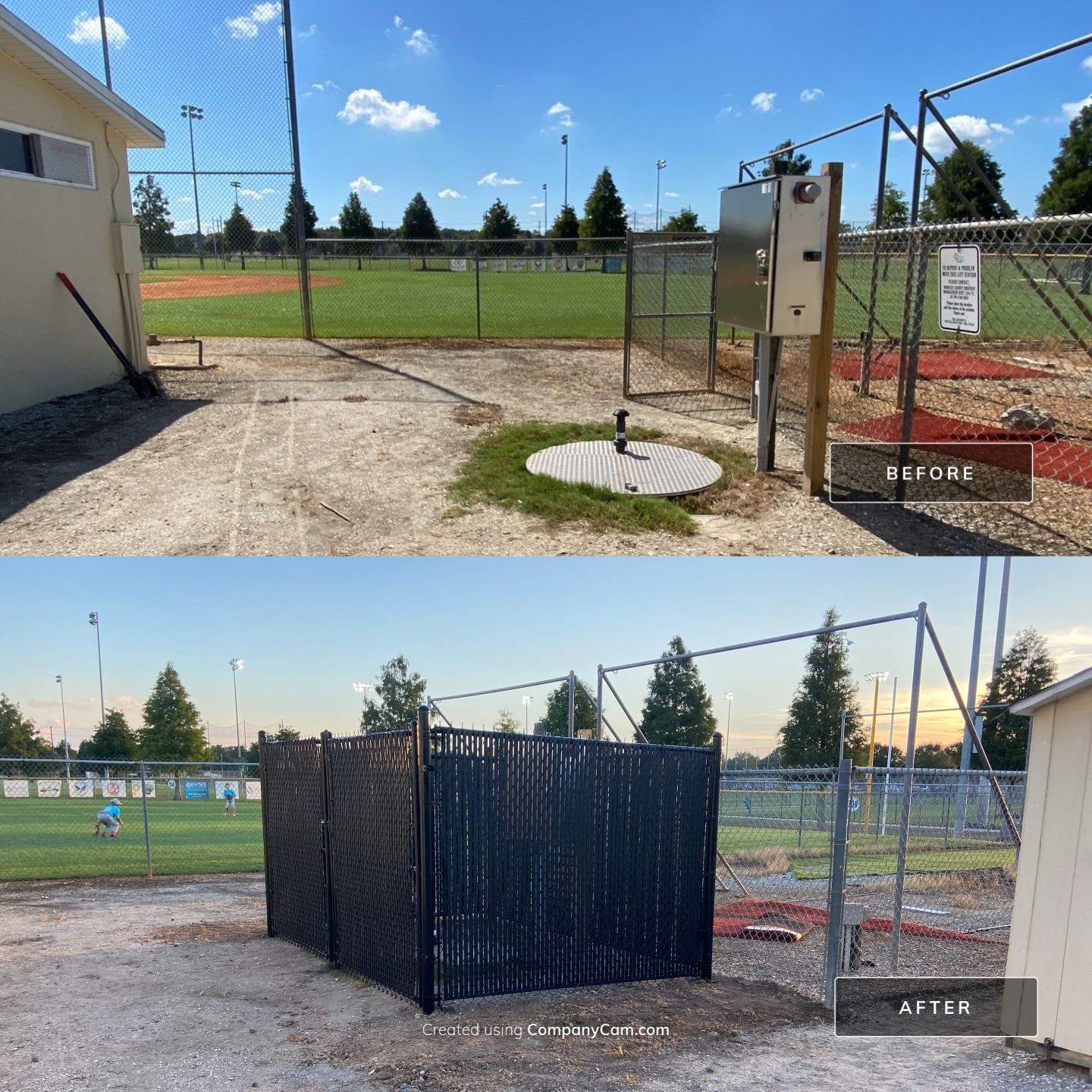 Before and after equipment enclosure