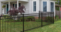 48" 3 Rail Black Flat Top Rake Bottom Residential Aluminum Fence Kits