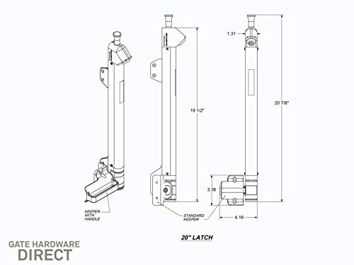 AquaLatch 20 Inch Tall Black Magnetic Pool Child Safety Gate Latch | Keyed Alike | AQUA-20-BK