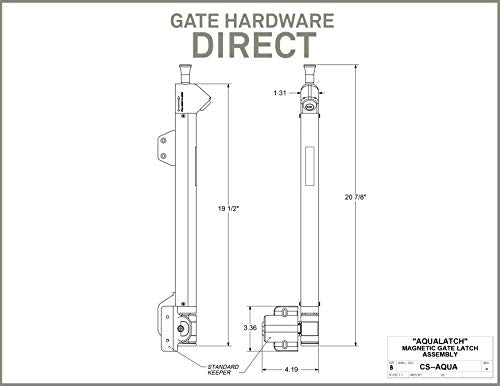 AquaLatch 20 Inch Tall Black Magnetic Pool Child Safety Gate Latch | Keyed Alike | AQUA-20-BK