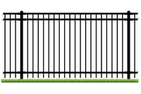 48" 3 Rail Black Flat Top Rake Bottom Residential Aluminum Fence Kits