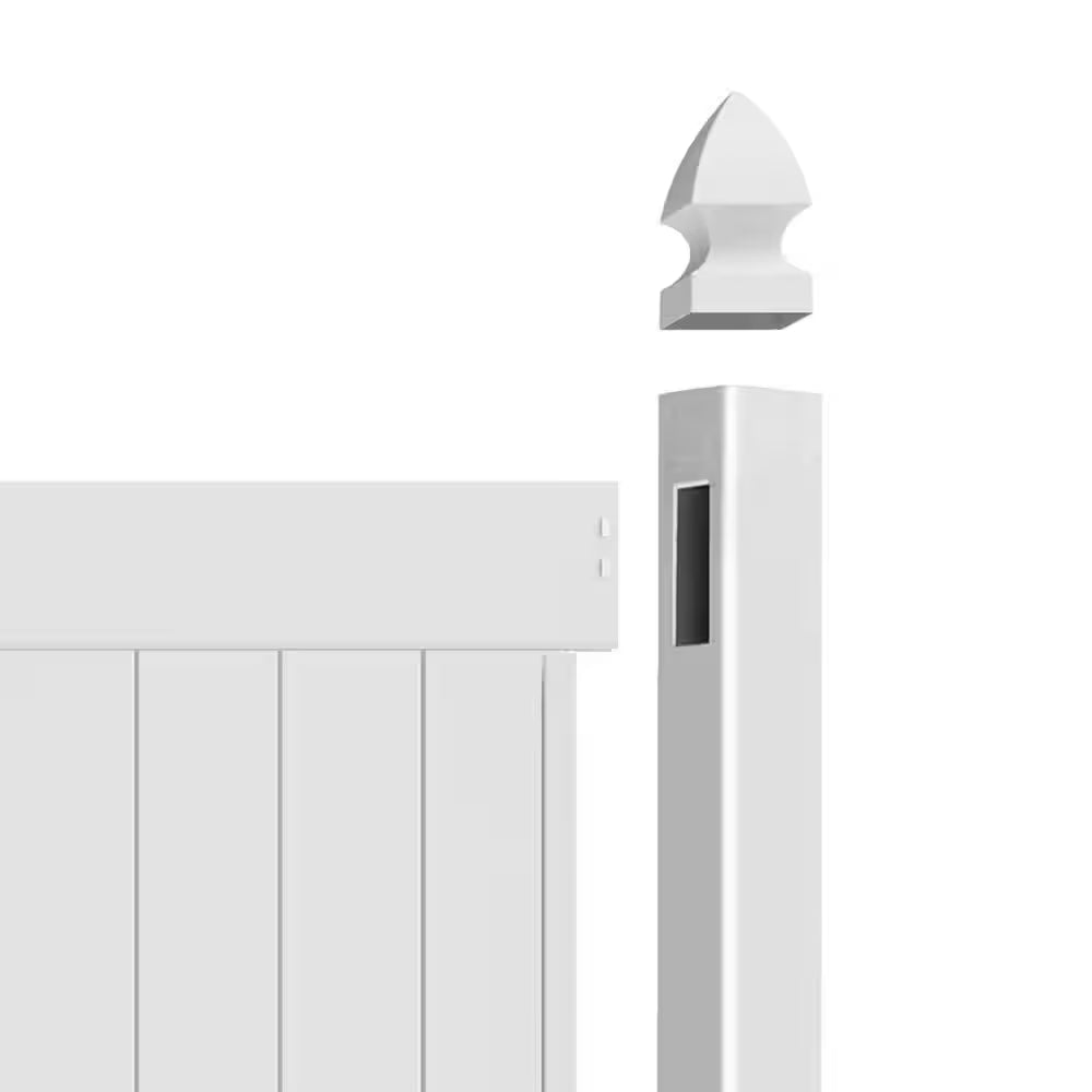 Linden 5 In. X 5 In. X 9 Ft. White Vinyl Routed Fence End Post